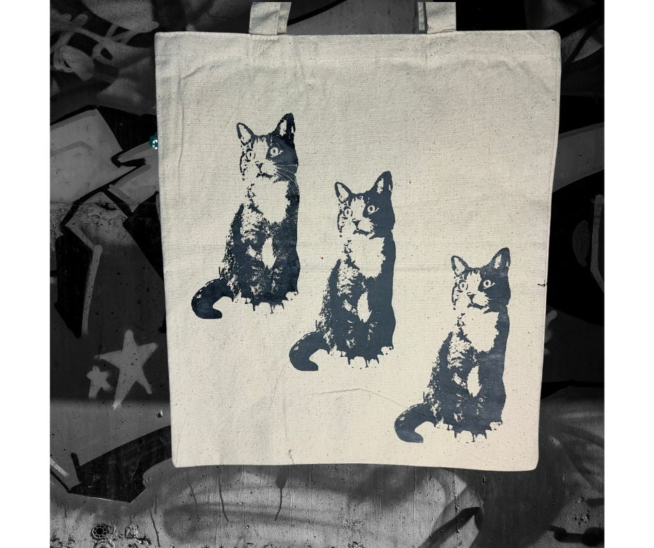 Small Totebag - 3 Cats -2/ Petit sac fourre-tout - 3 chats- 2
