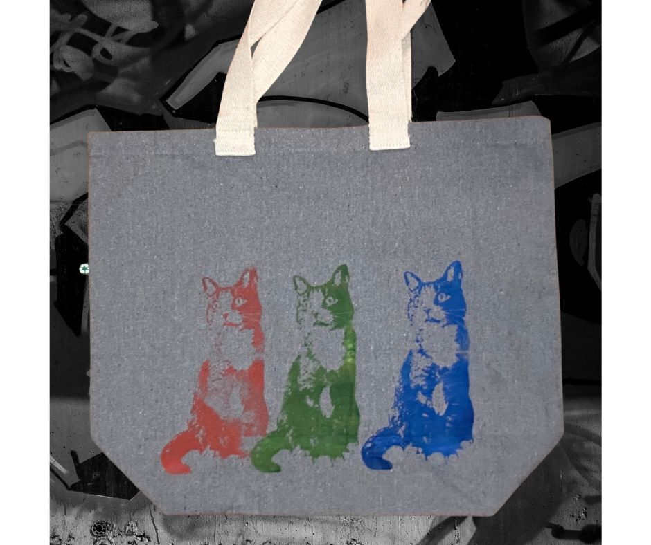 Large Totebag - 3 cats -1/ Grand sac fourre-tout 3 chats -1