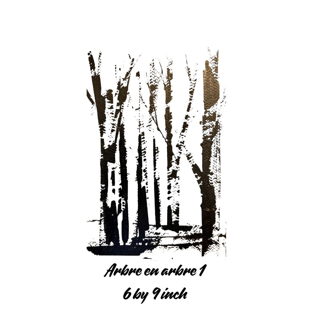 Black and white illustration of trees by Ottawa-based artist Mireille Laroche