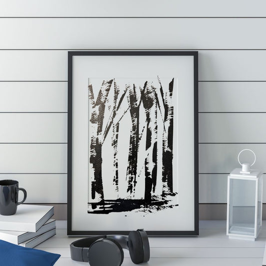 Black and white illustration of trees by Ottawa-based artist Mireille Laroche