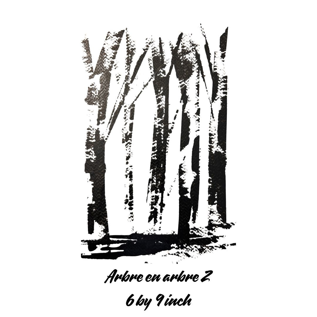 Black and white illustration of trees by Ottawa-based artist Mireille Laroche