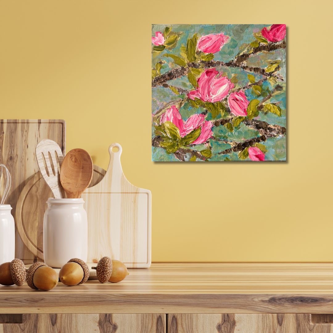 Available. Original acrylic painting, 10 by 10 inch on a 1.5 inch deep canvas by Ottawa-based artist Mireille Laroche. Shipping costs in Canada are included in the price.