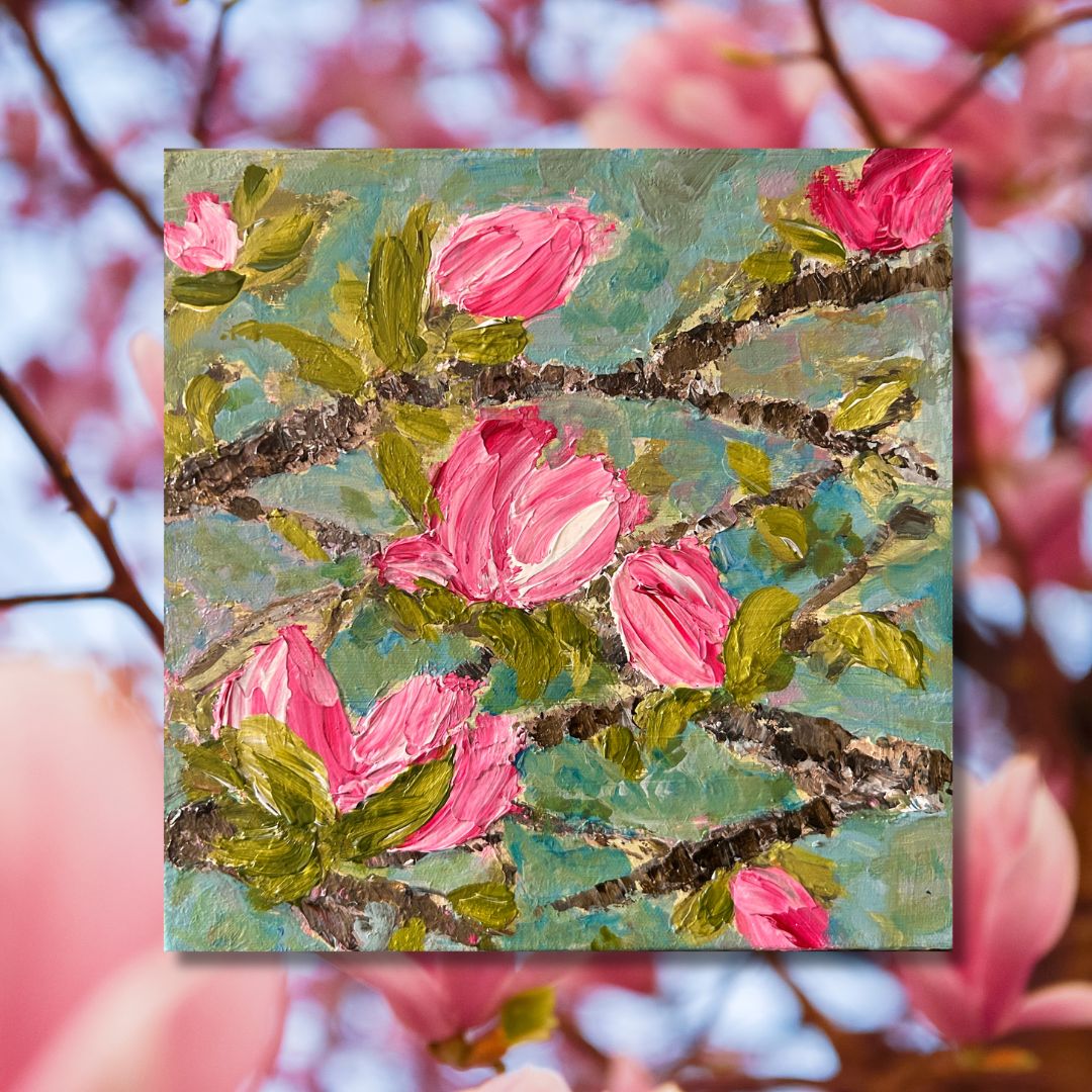 Available. Original acrylic painting, 10 by 10 inch on a 1.5 inch deep canvas by Ottawa-based artist Mireille Laroche. Shipping costs in Canada are included in the price.