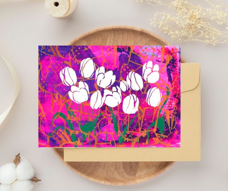 Card - White Tulips/ Carte - tulipes blanches