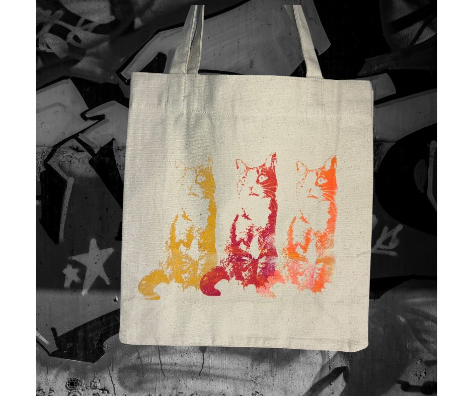 Small Totebag - 3 Cats -1/ Petit sac fourre-tout - 3 chats- 1