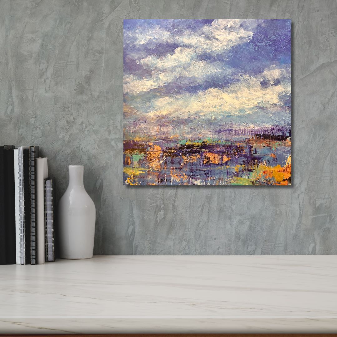 Original acrylic painting by Ottawa-based artist Mireille Laroche, 20 by 20 inch on a 1.5 inch canvas.