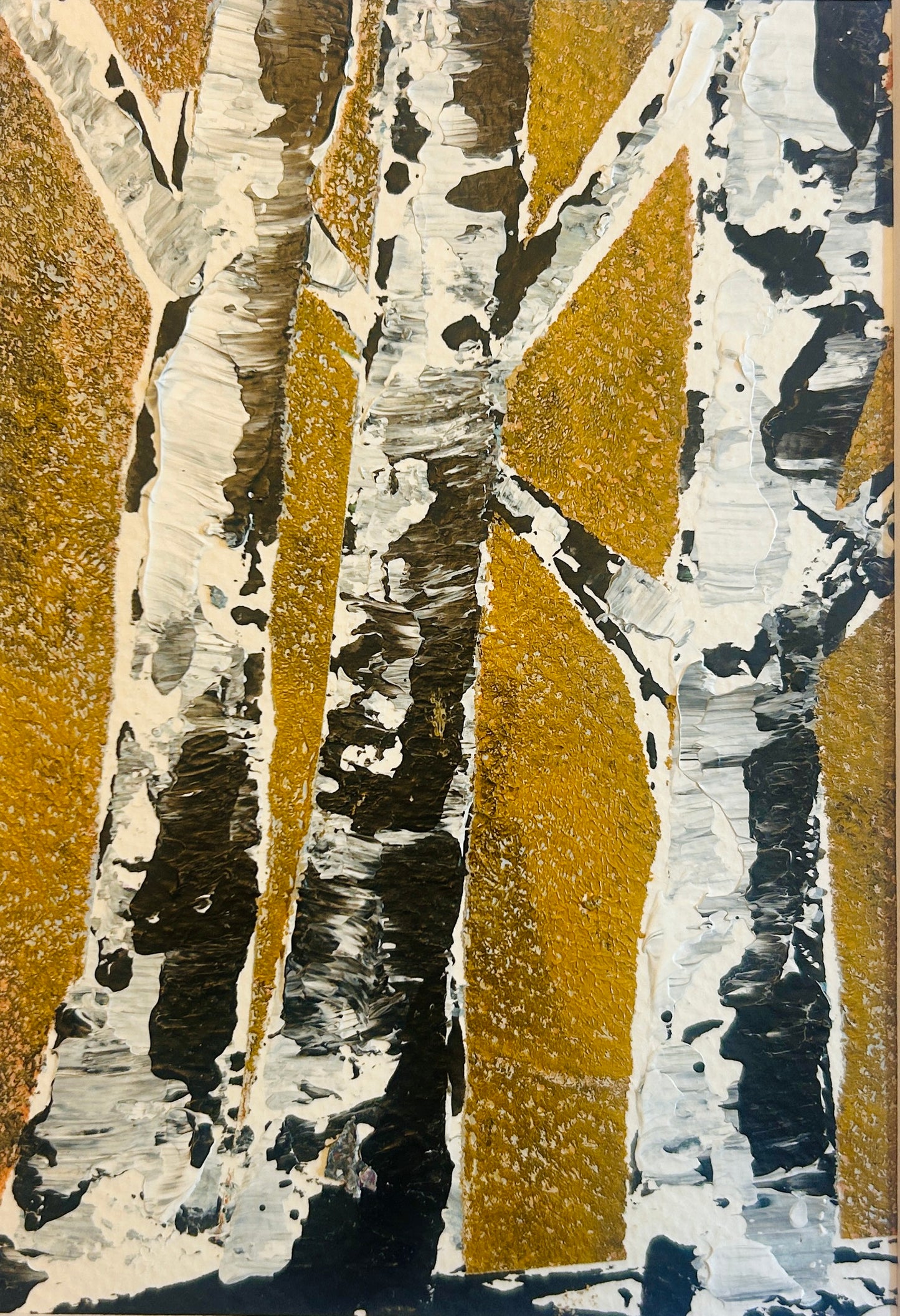Original mixed media artwork on paper by Ottawa-based Mireille Laroche- 5 by 7 inch, 8 by 10 with white mat.