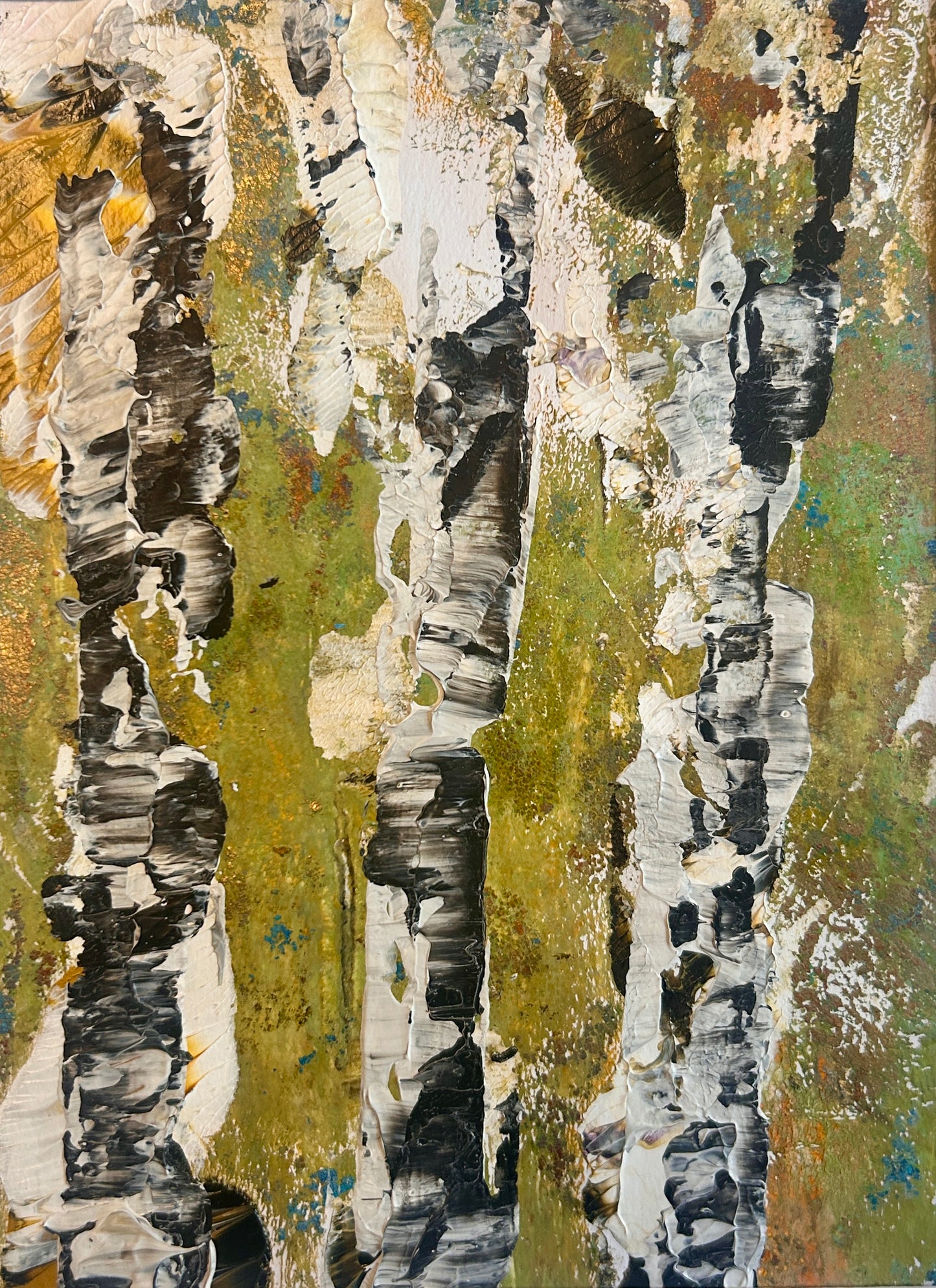 Original mixed media artwork on paper by Ottawa-based Mireille Laroche- 6 by 8 inch, 8 by 10 with white mat.