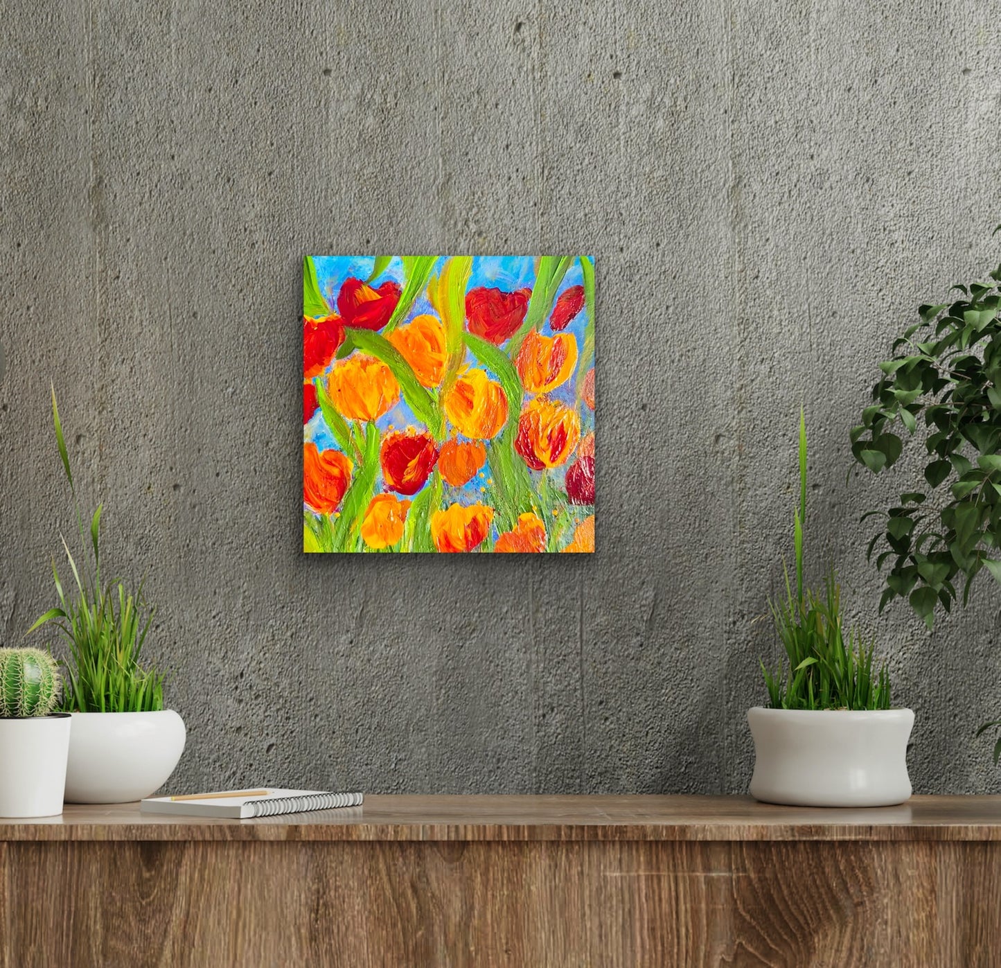Discoveries. Original acrylic painting 12 by 12 inch on a 1.5 inch deep canvas by Ottawa-based artist Mireille Laroche.