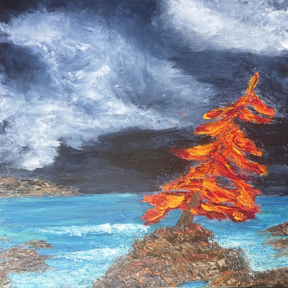 Don't Be Afraid - Original 24 by 24 acrylic painting by Ottawa-based artist Mireille Laroche