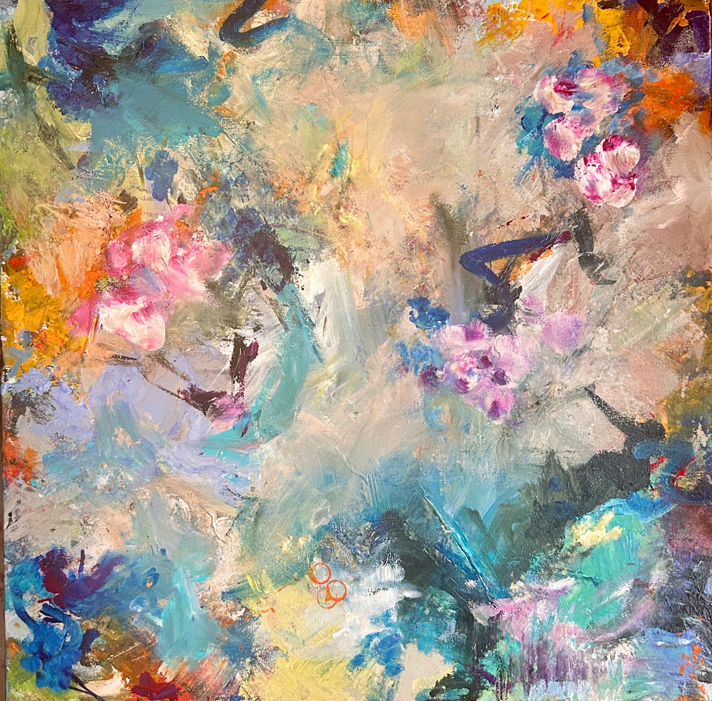 Original 24 by 24 inch acrylic painting on a 1.5 inch deep canvas by Ottawa-based artist Mireille Laroche.