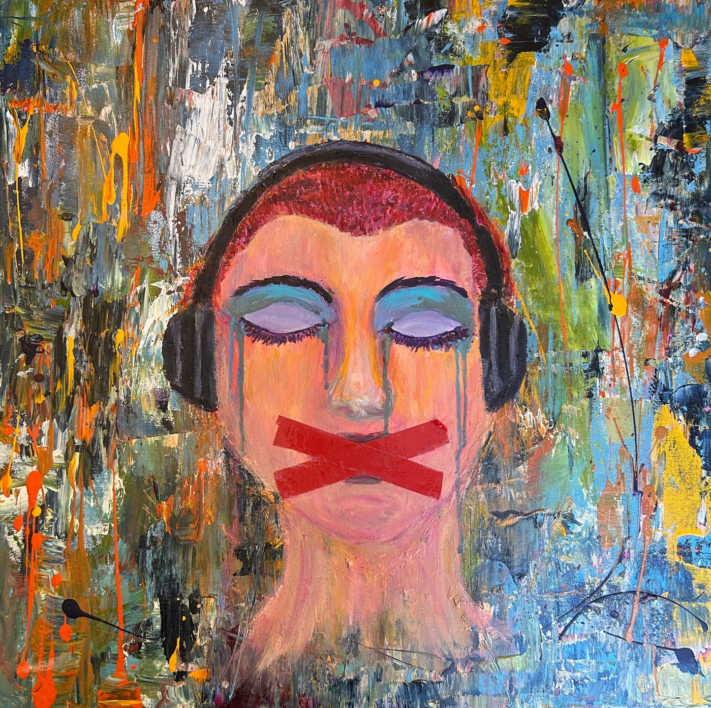 Original 24 by 24 inch acrylic painting on a 1.5 inch deep canvas by Ottawa-based artist Mireille Laroche
