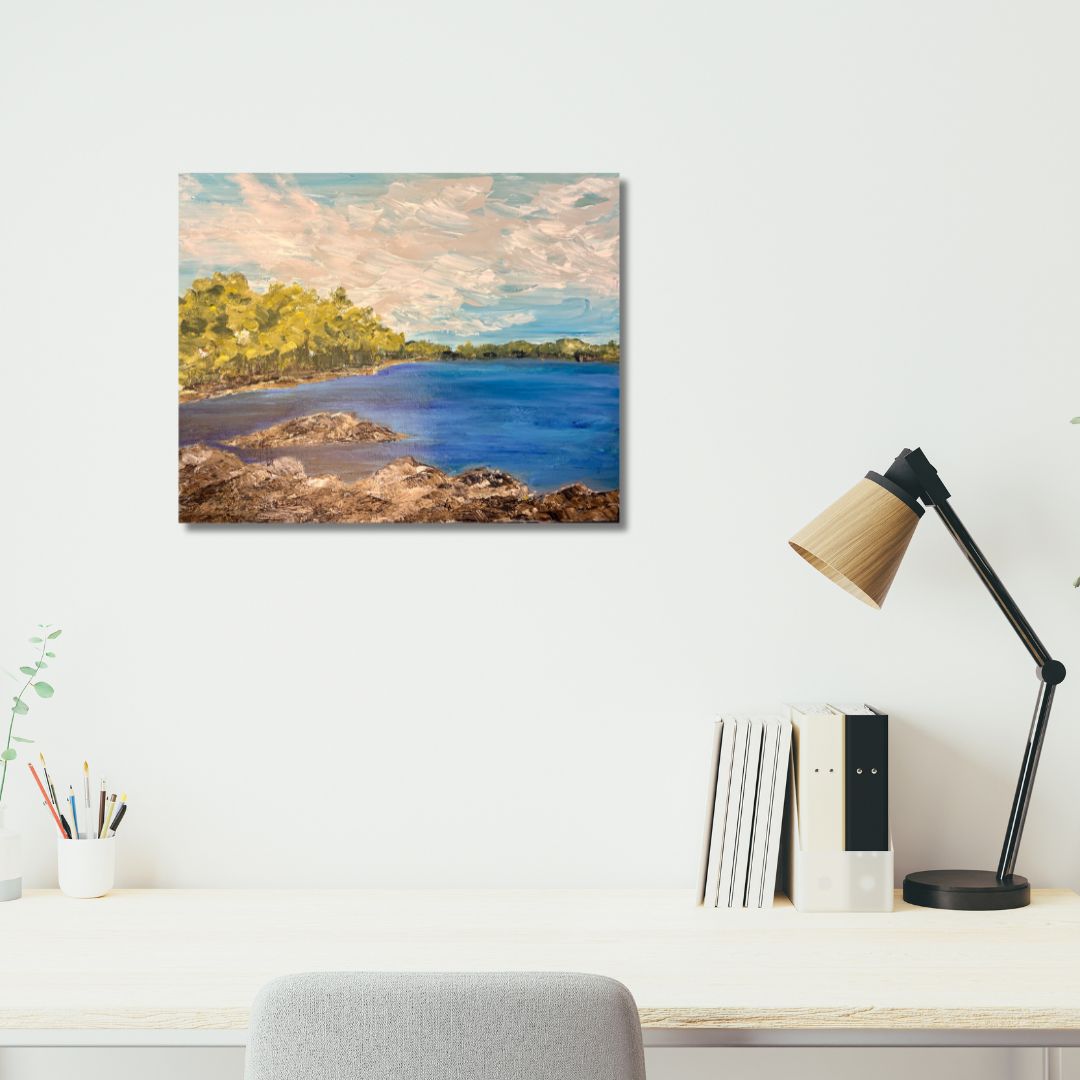 Available. Original acrylic painting, 10 by 10 inch on a 1.5 inch deep canvas by Ottawa-based artist Mireille Laroche