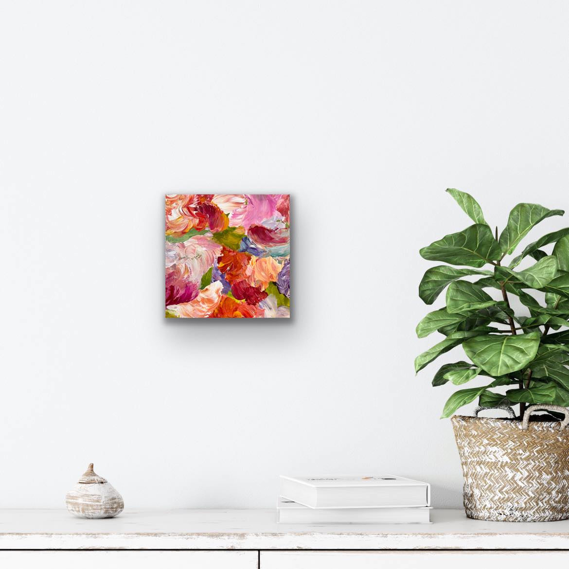 Original 8 by 8 inch acrylic painting on a 1.5 inch deep canvas by Ottawa-based artist Mireille Laroche. Free Shipping in Canada