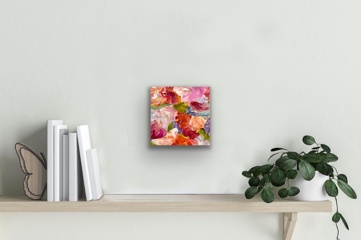 Original 8 by 8 inch acrylic painting on a 1.5 inch deep canvas by Ottawa-based artist Mireille Laroche. Free Shipping in Canada