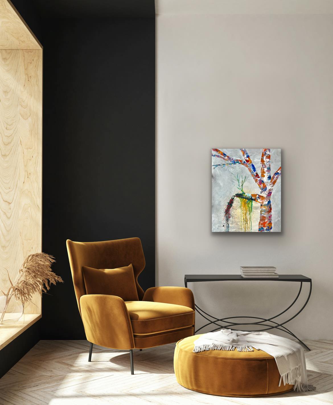 Available. Original 18 by 30 inch acrylic painting on a 1.5 inch deep canvas. by Ottawa-based artist Mireille Laroche