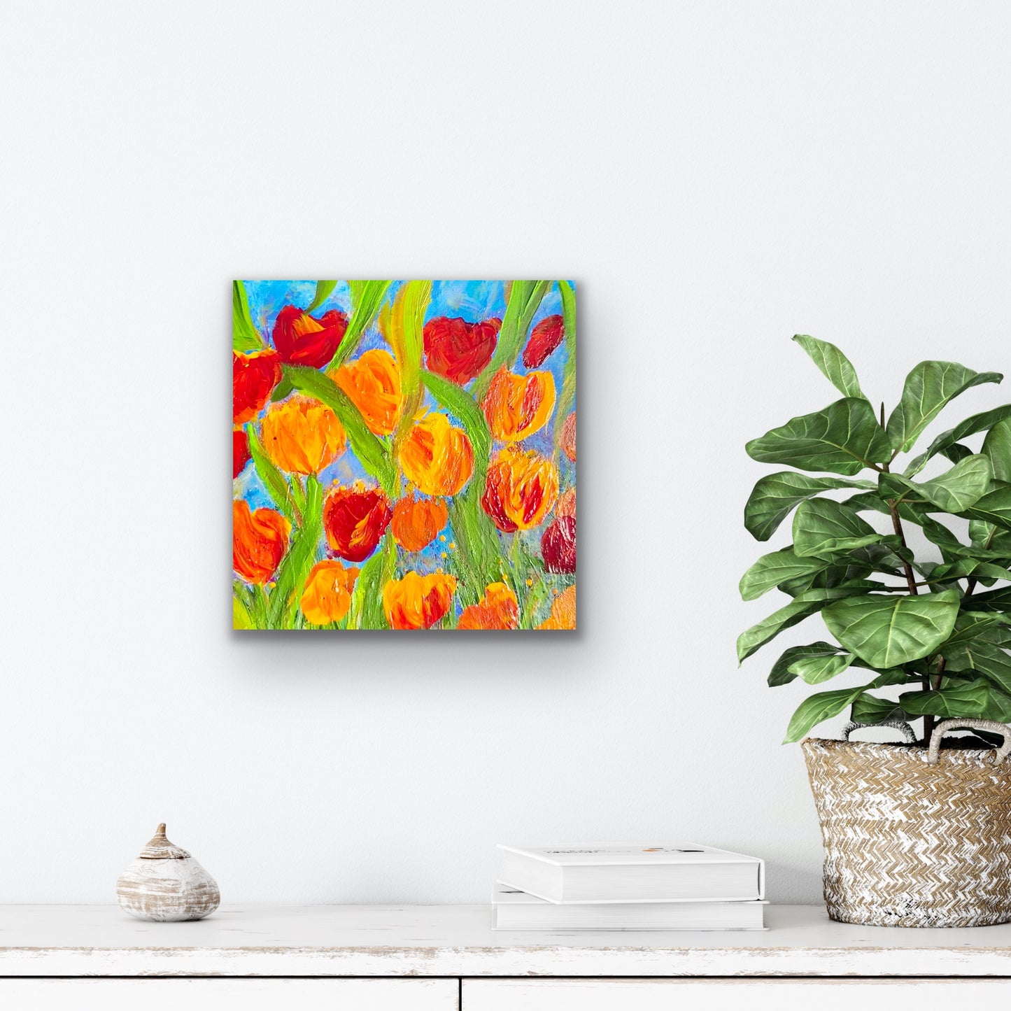 Discoveries. Original acrylic painting 12 by 12 inch on a 1.5 inch deep canvas by Ottawa-based artist Mireille Laroche.