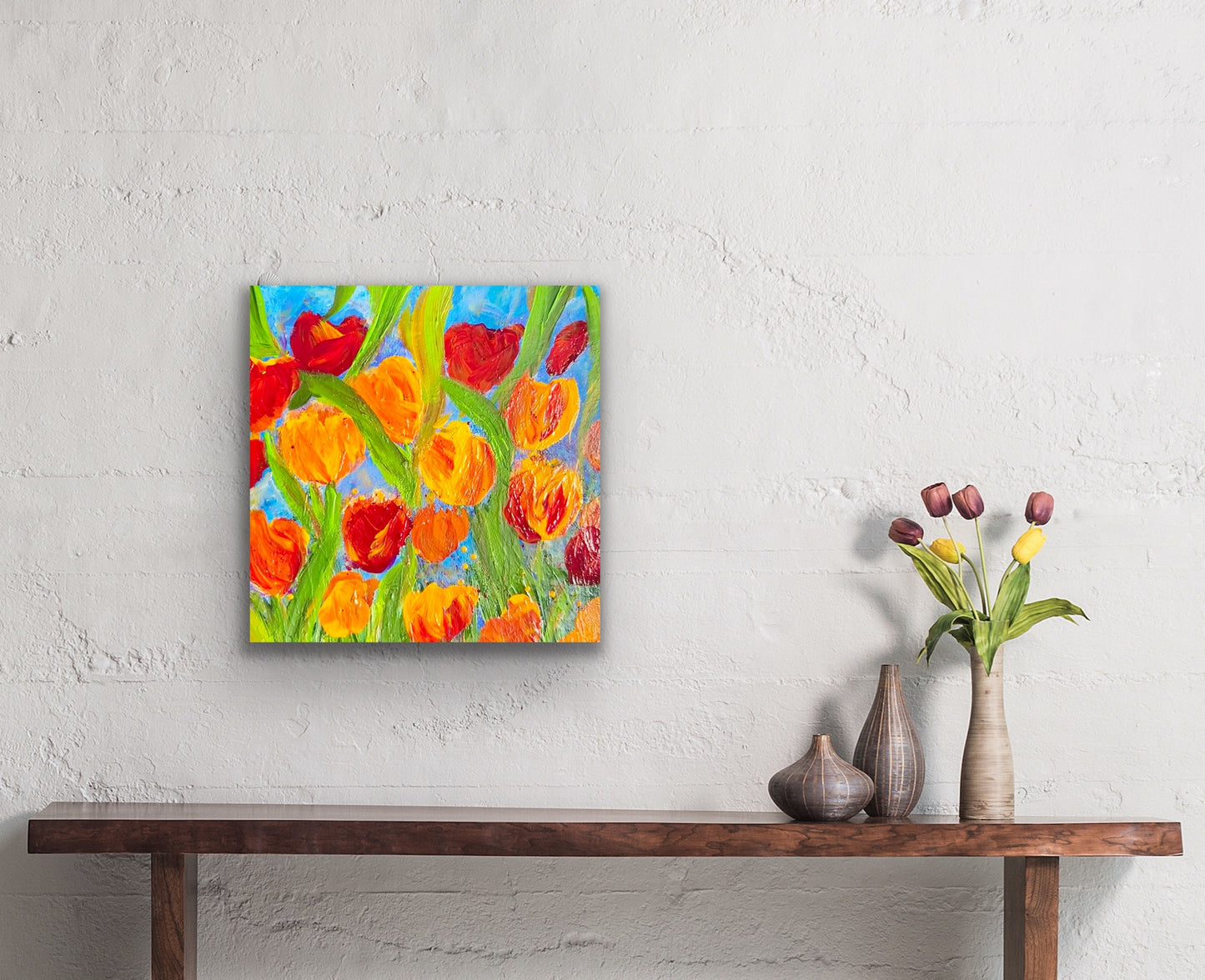 Discoveries. Original acrylic painting 12 by 12 inch on a 1.5 inch deep canvas by Ottawa-based artist Mireille Laroche.