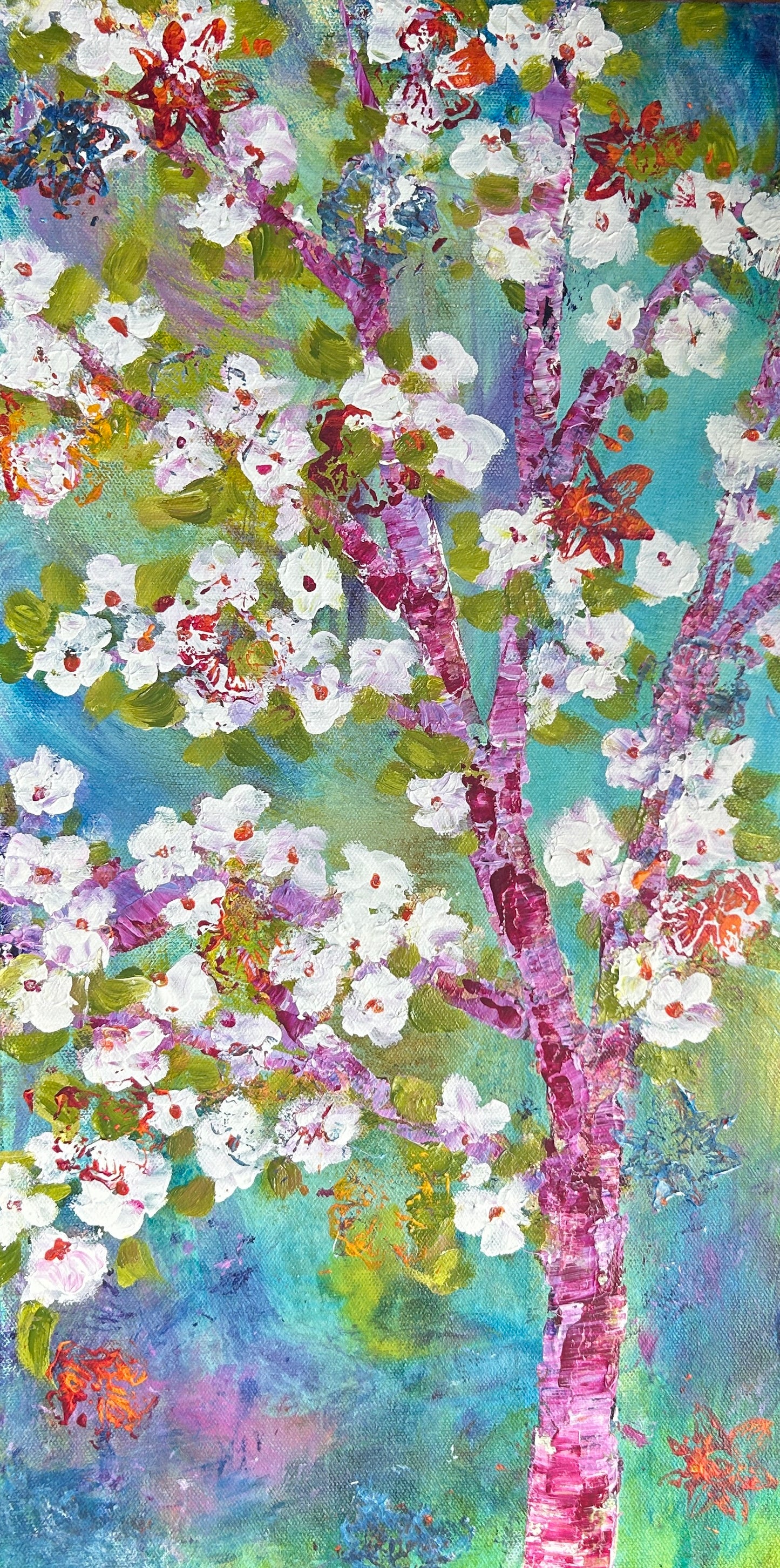 Original 12 by 24 inch acrylic painting on a 1.5 inch deep canvas by Ottawa-based artist Mireille Laroche