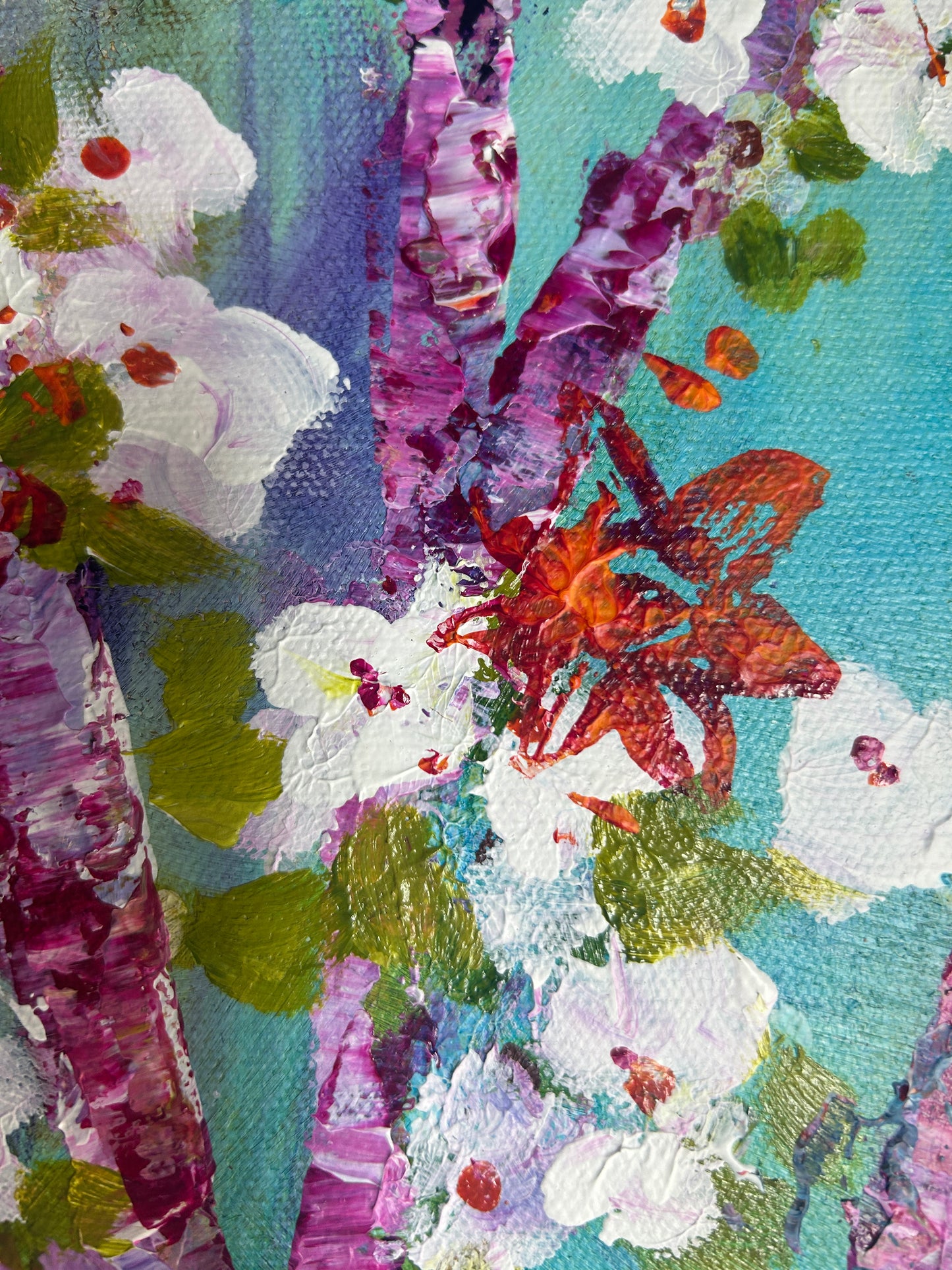 Detail - Original 12 by 24 inch acrylic painting on a 1.5 inch deep canvas by Ottawa-based artist Mireille Laroche