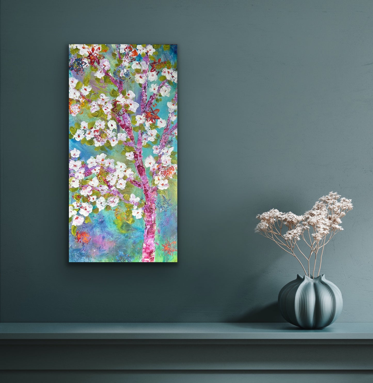 Original 12 by 24 inch acrylic painting on a 1.5 inch deep canvas by Ottawa-based artist Mireille Laroche