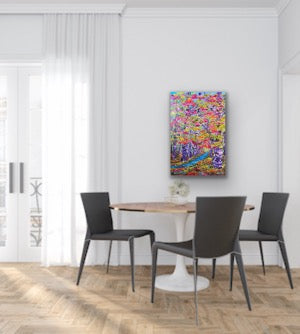 Original acrylic painting 24 by 26 inch on a 1.5 inch deep canvas by Ottawa-based artist Mireille Laroche.