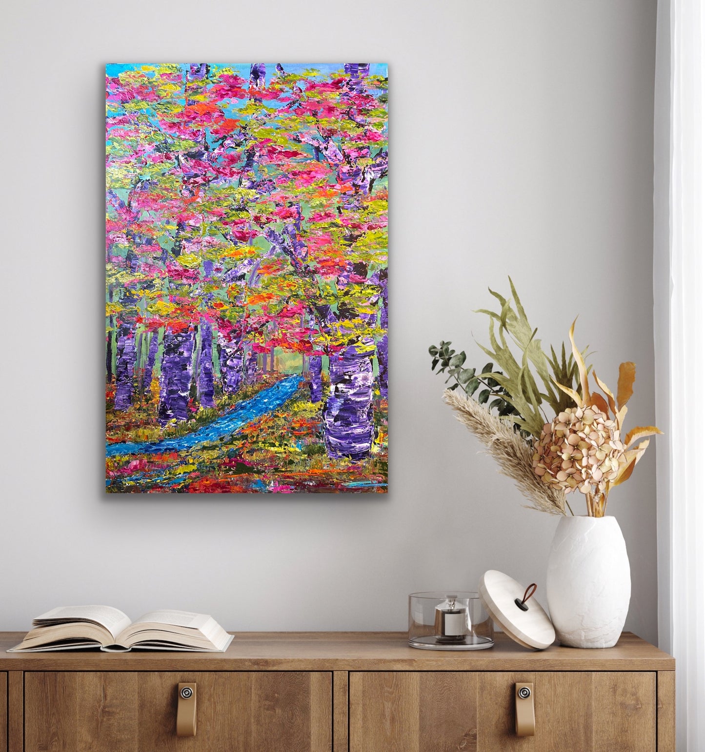 Original acrylic painting 24 by 26 inch on a 1.5 inch deep canvas by Ottawa-based artist Mireille Laroche.