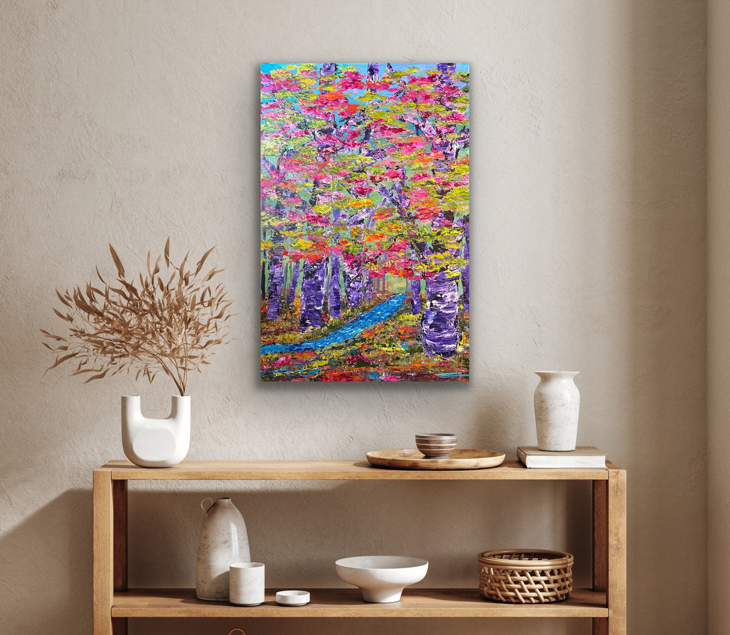 Original acrylic painting 24 by 26 inch on a 1.5 inch deep canvas by Ottawa-based artist Mireille Laroche.