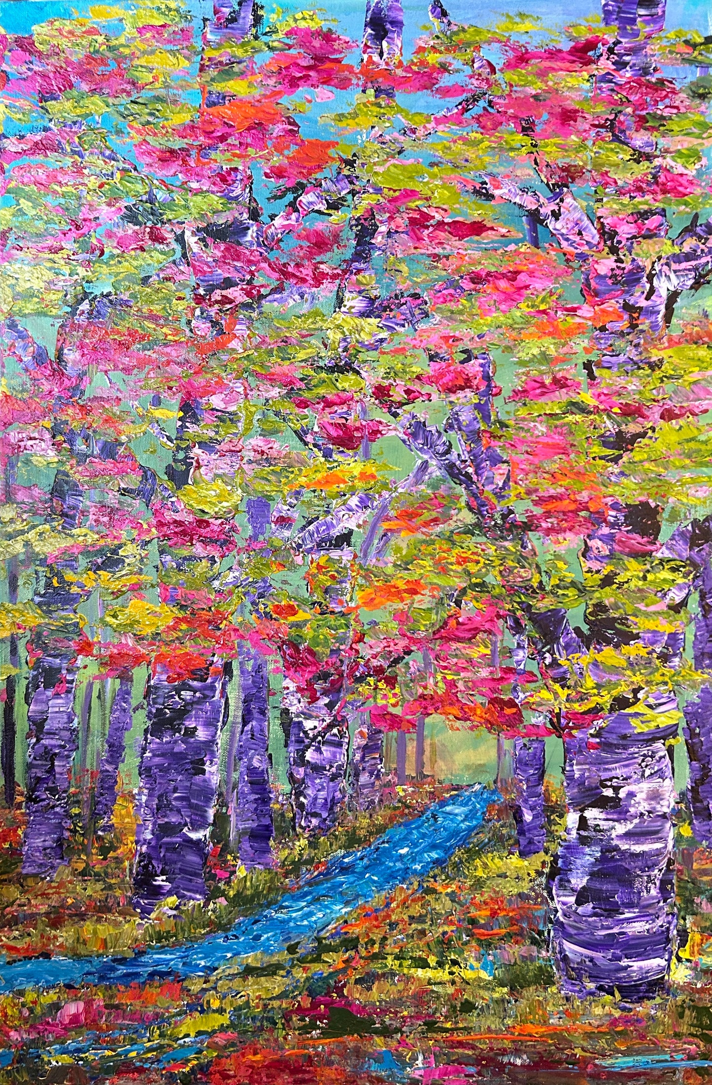 Original acrylic painting 24 by 36 inch on a 1.5 inch deep canvas by Ottawa-based artist Mireille Laroche.