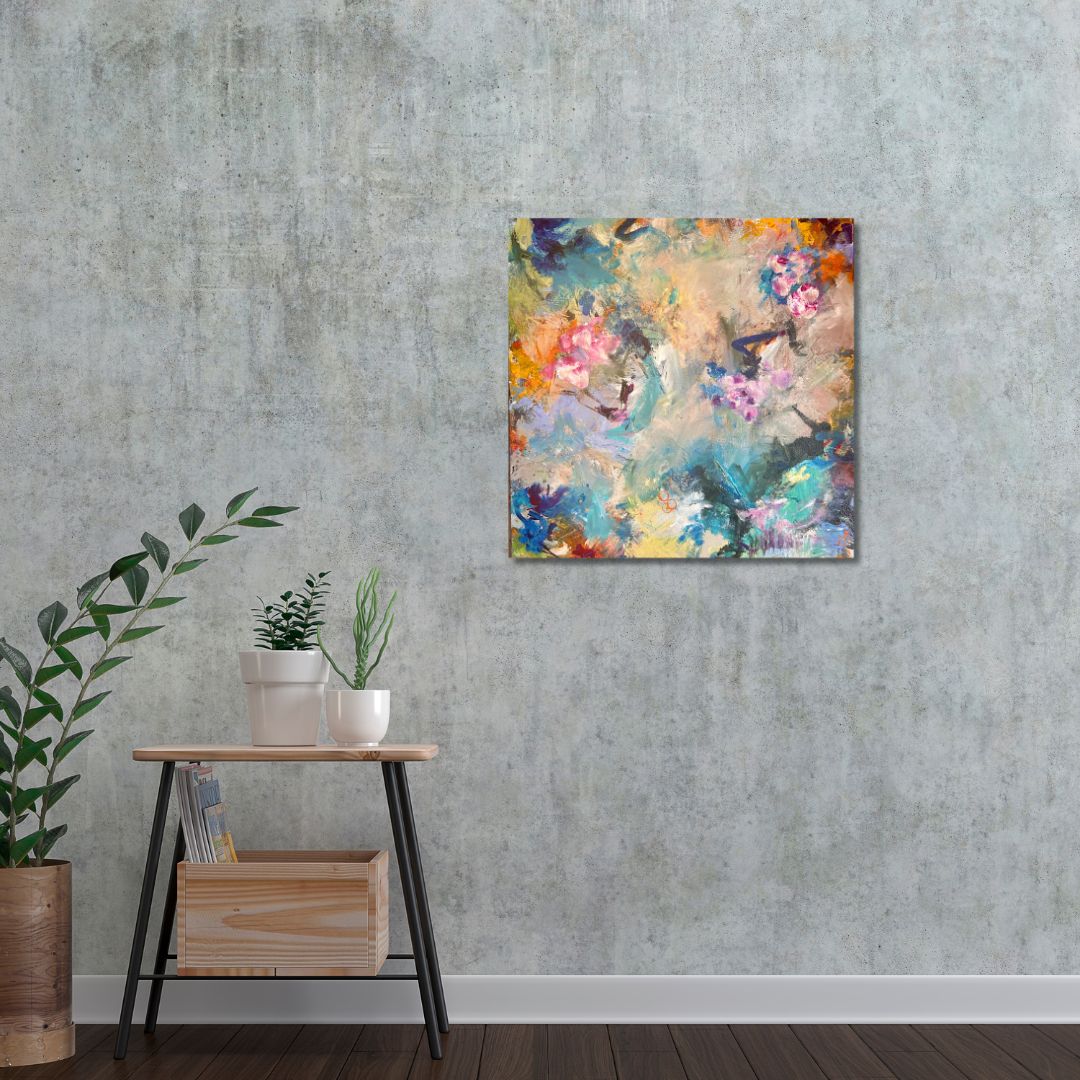 Original 24 by 24 inch acrylic painting on a 1.5 inch deep canvas by Ottawa-based artist Mireille Laroche.