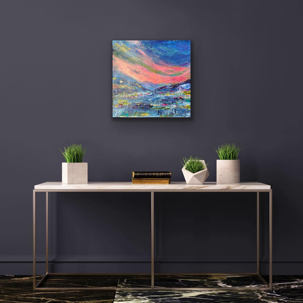 Available. Original acrylic painting 20 by 20 inch on a 1.5 inch deep canvas by Ottawa-based artist Mireille Laroche.