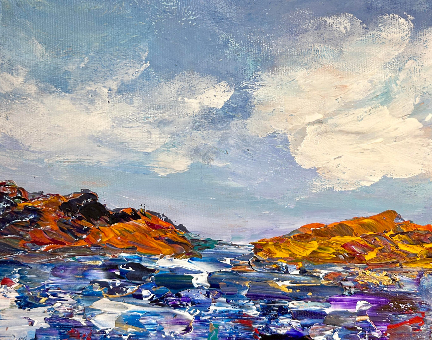 Original 10 by 8 inch acrylic painting on a 1.5 inch deep canvas by Ottawa-based artist Mireille Laroche. Free Shipping in Canada