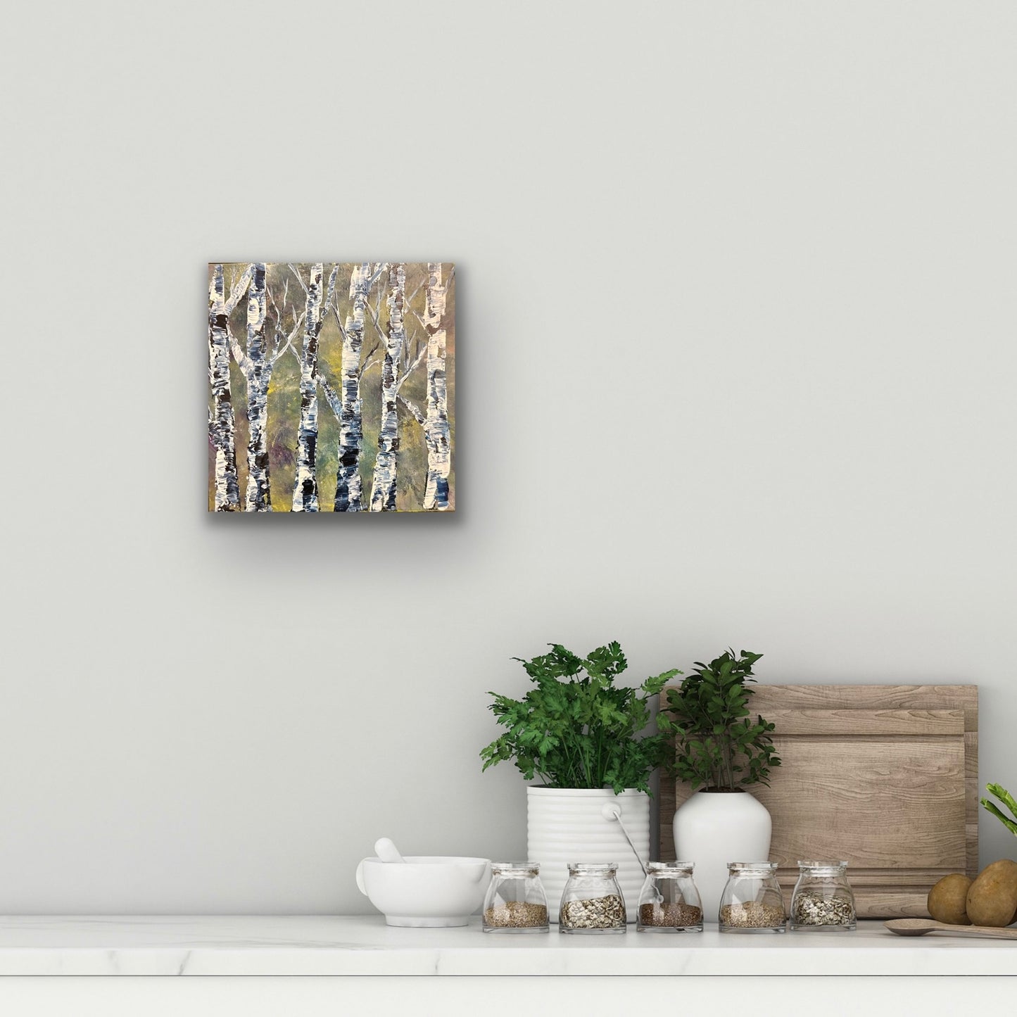 The Giants. Original 12 by 12 acrylic painting by Ottawa-based artist Mireille Laroche
