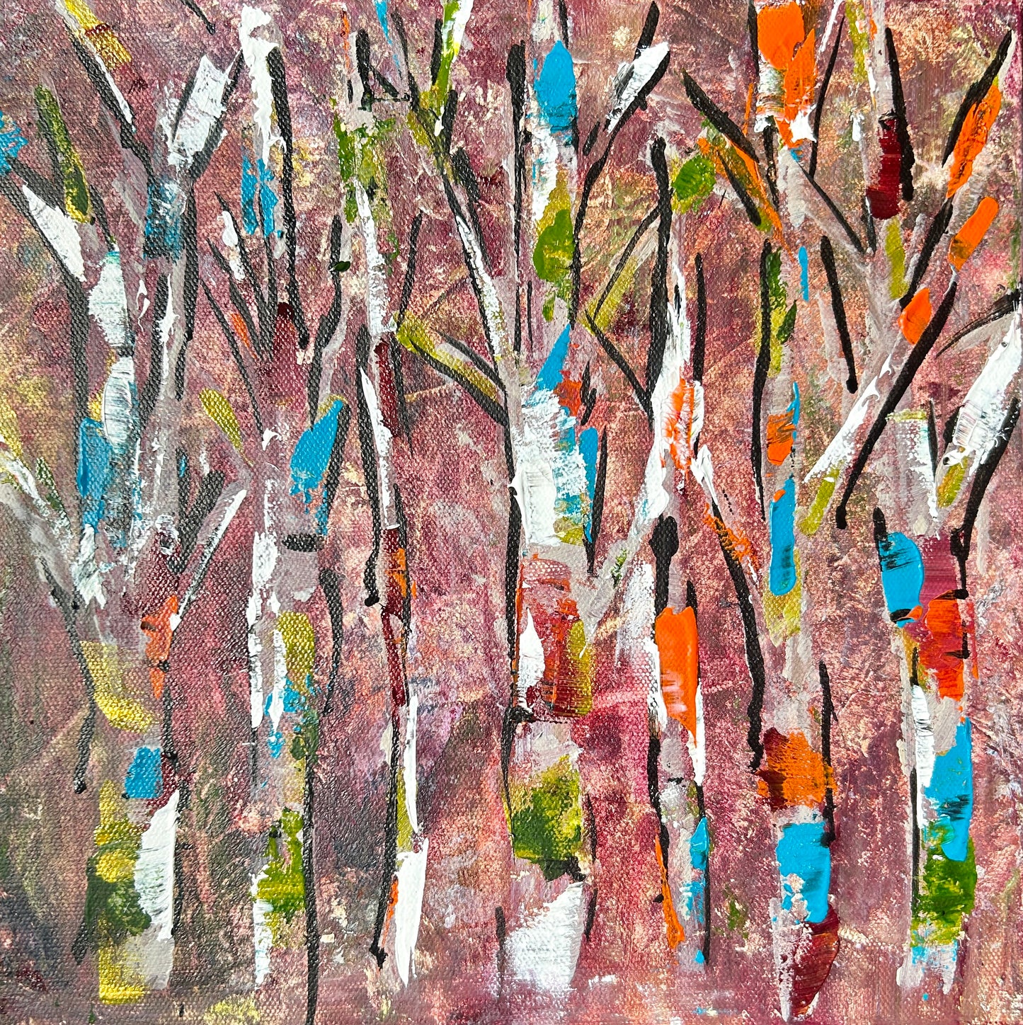 Prints of Walking Through Life 8 by 8, unframed/ Reproductions de 8 par 8 de la toile Chemin de vie, non encadrées