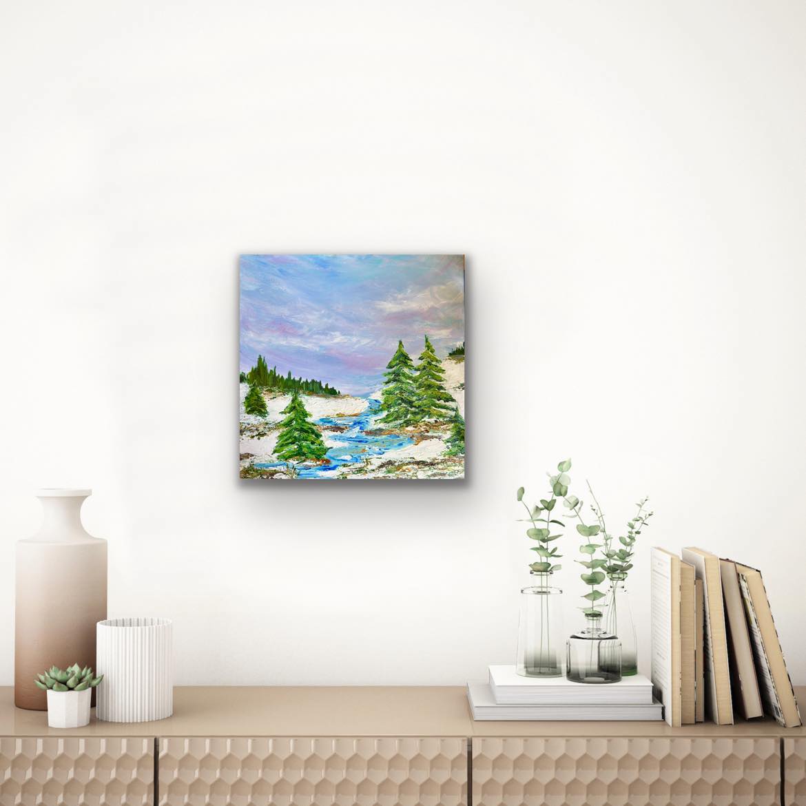 Available. Original acrylic painting 20 by 20 inch on a 1.5 inch deep canvas by Ottawa-based artist Mireille Laroche.