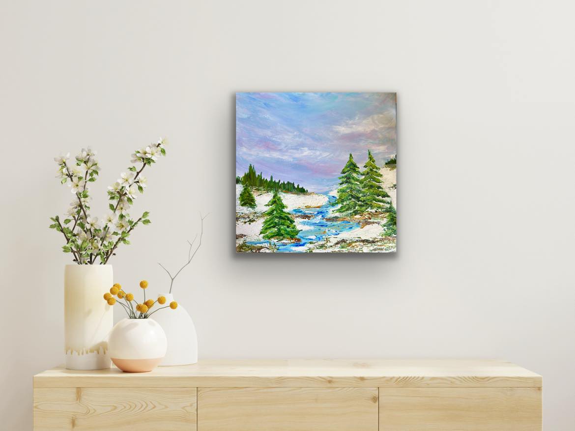 Available. Original acrylic painting 20 by 20 inch on a 1.5 inch deep canvas by Ottawa-based artist Mireille Laroche.