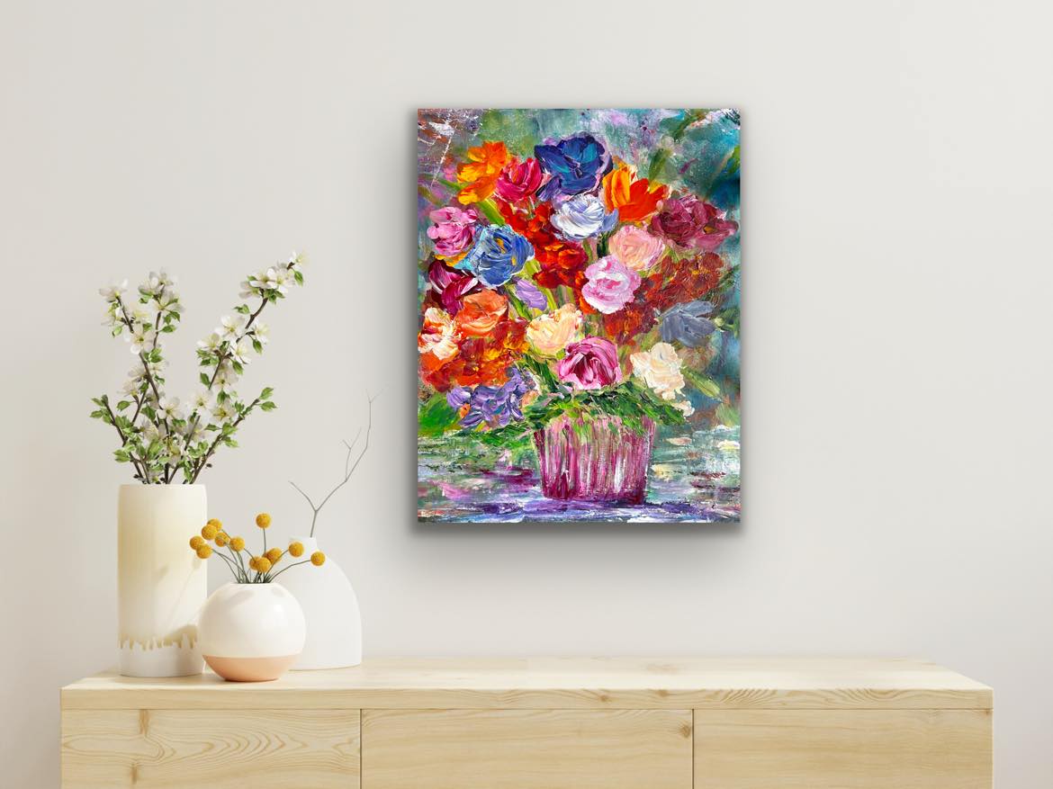 Available. Original 22 by 28 inch acrylic painting on a 1.5 inch deep canvas by Ottawa-based artist Mireille Laroche