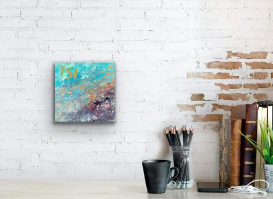 Original acrylic painting by Ottawa-based artist Mireille Laroche entitled 751 (12 by 12 inch). All proceeds (minus shipping costs will be donated to an Indigenous organization. Peinture acrylique originale par Mireille Laroche d'Ottawa intitulé 751. 12 par 12 pouces. Les recettes de cette peinture seront versées à une organisation autochtone.