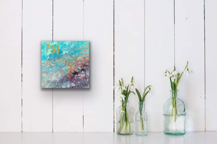 Original acrylic painting by Ottawa-based artist Mireille Laroche entitled 751 (12 by 12 inch). All proceeds (minus shipping costs will be donated to an Indigenous organization. Peinture acrylique originale par Mireille Laroche d'Ottawa intitulé 751. 12 par 12 pouces. Les recettes de cette peinture seront versées à une organisation autochtone.