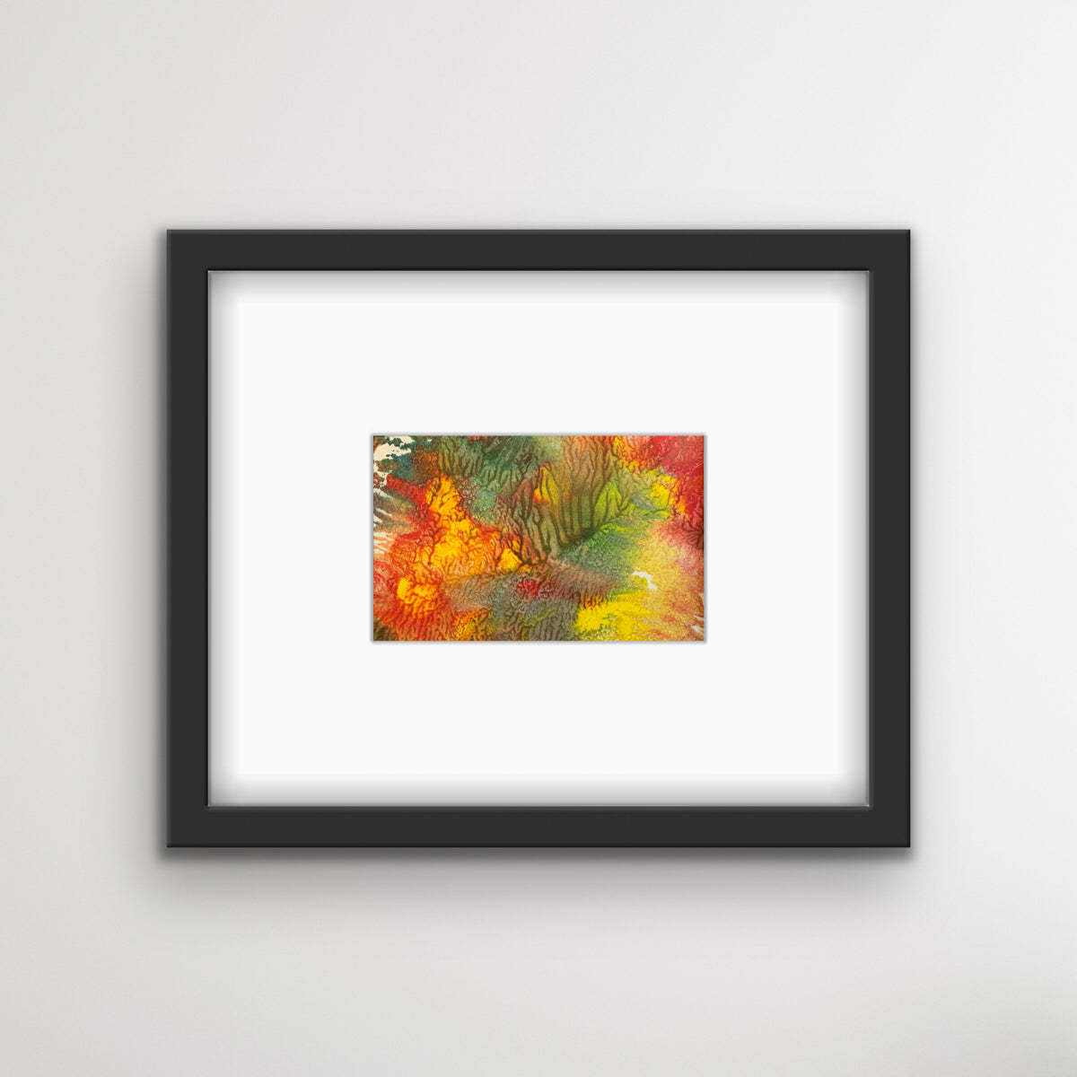 Available. Original acrylic ink painting, 4x6 inches by Ottawa-based artist Mireille Laroche. Comes with an 5 by 7 black frame and white mat.