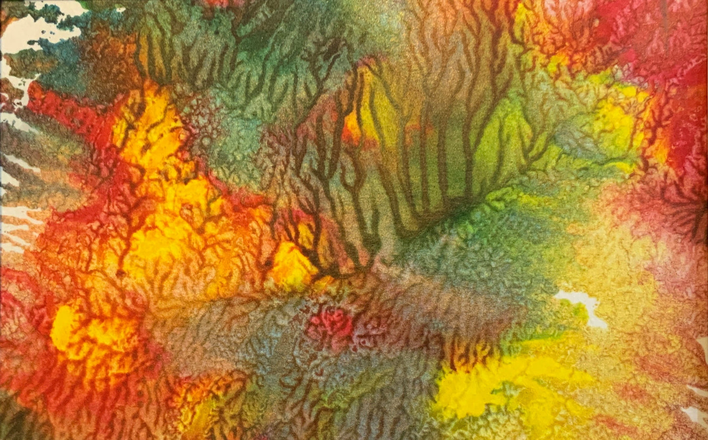 Available. Original acrylic ink painting, 4x6 inches by Ottawa-based artist Mireille Laroche. Comes with an 5 by 7 black frame and white mat.