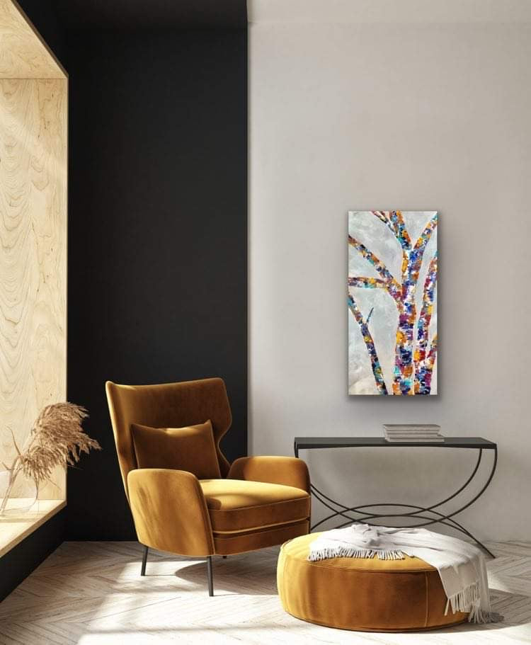 New Life. Original acrylic painting (24 by 48 inch on 1.5 inch deep canvas) by Ottawa-based artist Mireille Laroche