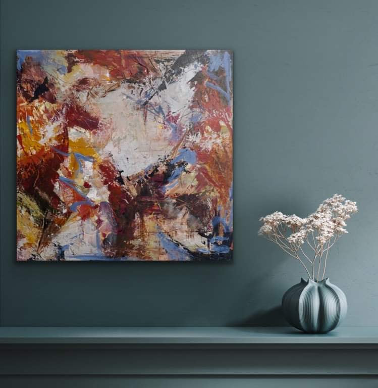 Original acrylic painting by Mireille Laroche entitled Wild and Free., 24 by 24 inch Peinture acrylique originale par Mireille Laroche, intitulée Libre