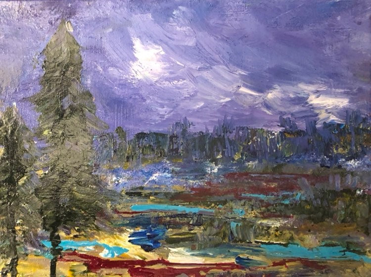 You Keep Me Guessing. Original 16 by 12 inch acrylic painting on a 1.5 inch deep canvas by Ottawa-based artist Mireille Laroche. Shipping in Canada is included in the price