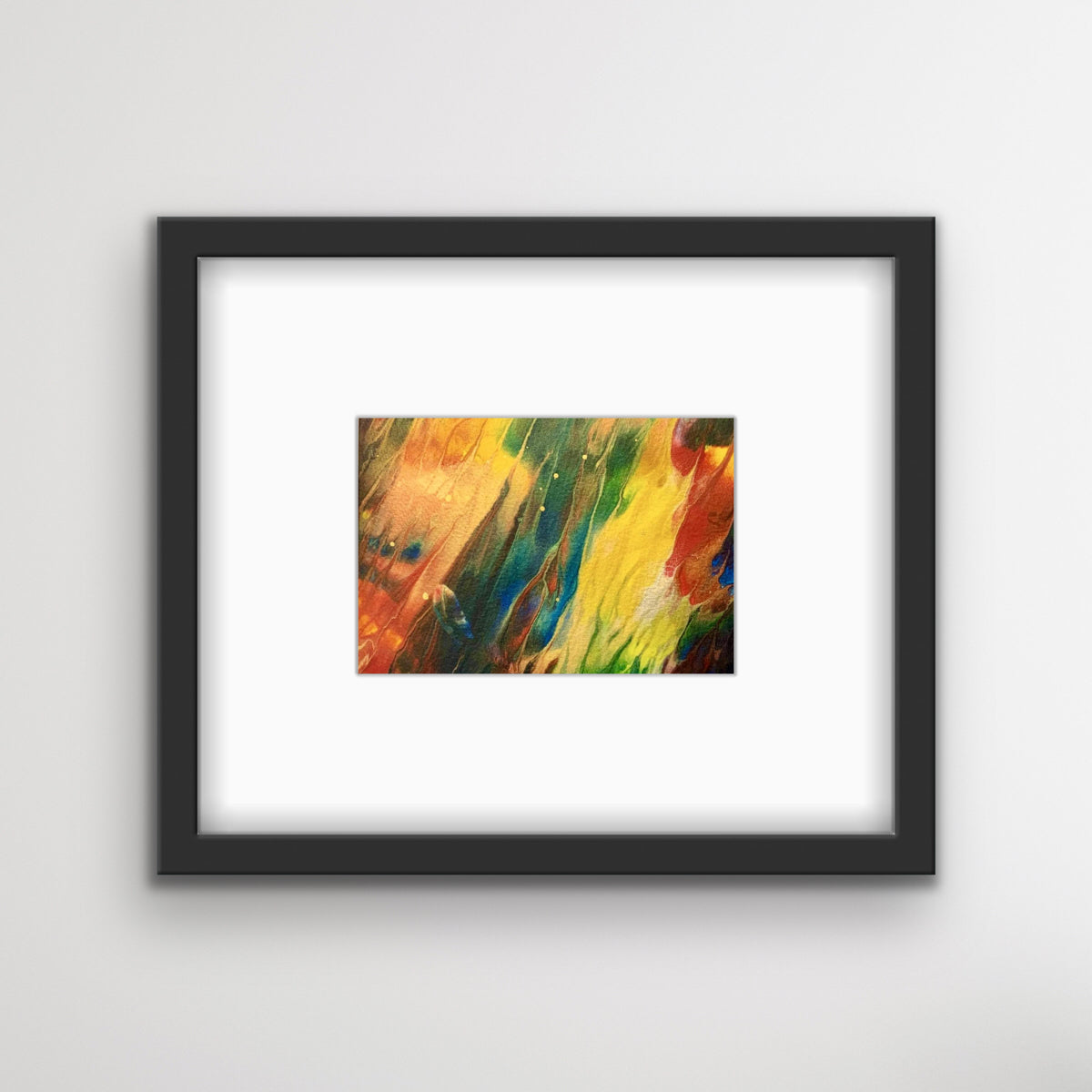 Original acrylic ink painting by Ottawa-based artist Mireille Laroche, 5x7 inches. Comes with an 8 by 10 black frame and white mat. Edit alt text