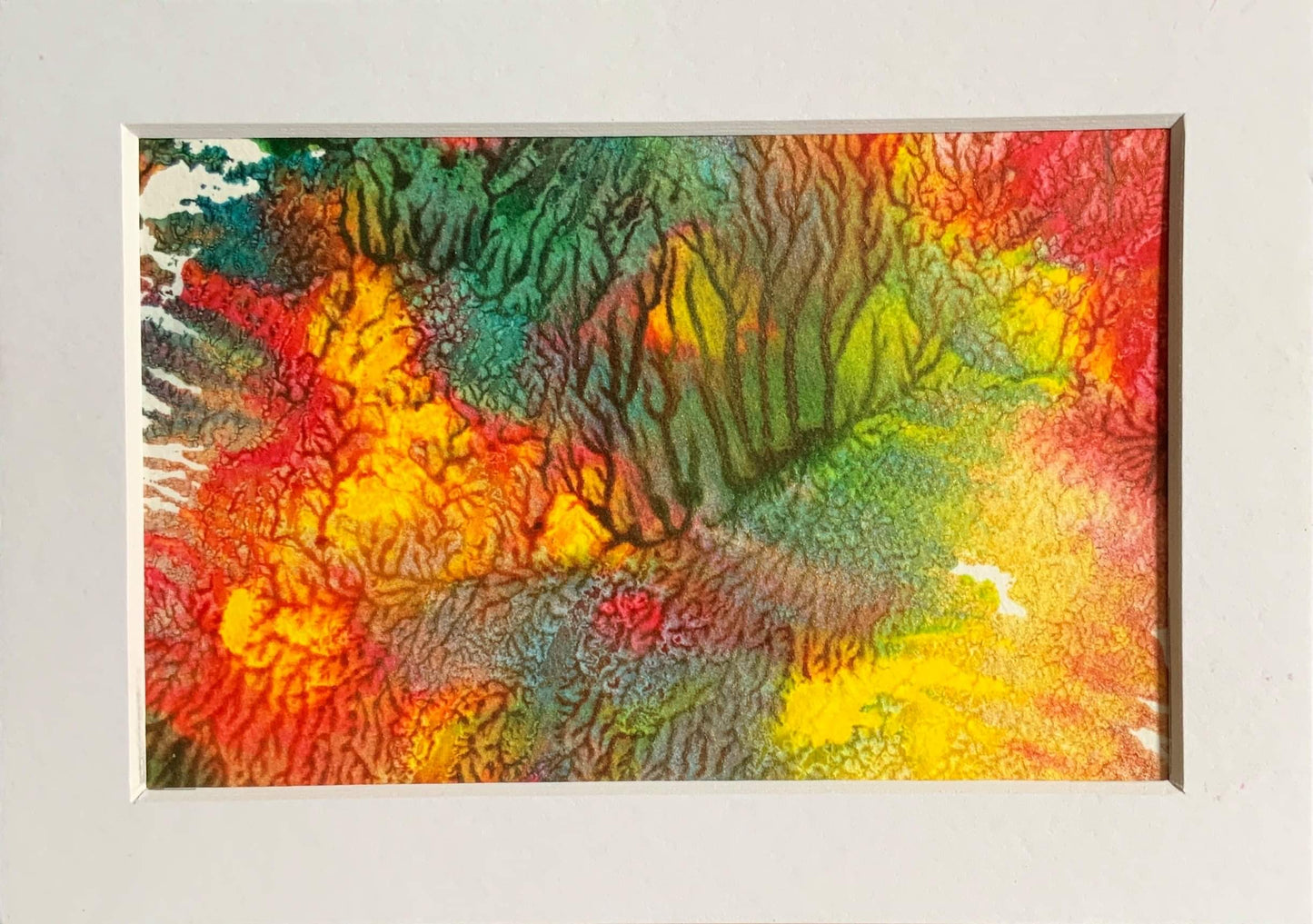 Available. Original acrylic ink painting, 4x6 inches by Ottawa-based artist Mireille Laroche. Comes with an 5 by 7 black frame and white mat.