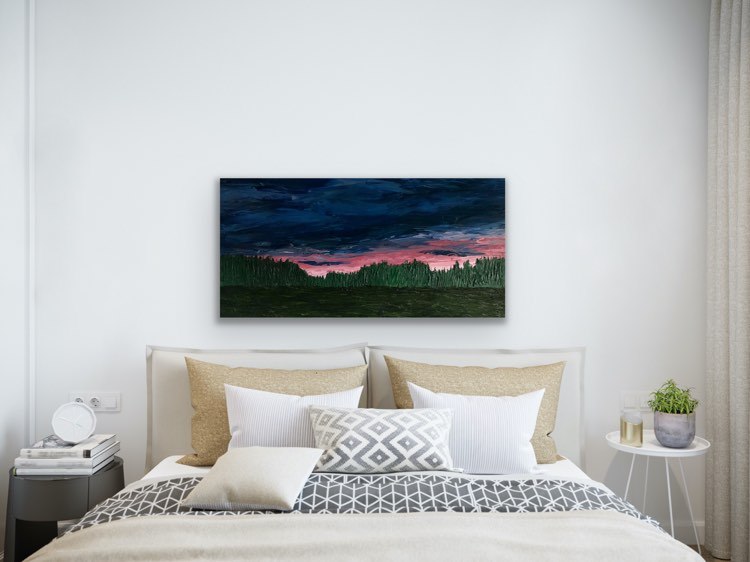 Original acrylic painting by Mireille Laroche, 48 by 24 inches. Peinture acrylique originale par Mireille Laroche, 48 par 24 pouces.