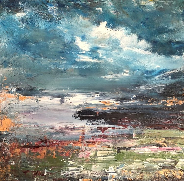 Quietness. Original 14 by 14 inch acrylic painting on a 1.5 inch deep canvas by Ottawa-based Mireille Laroche.