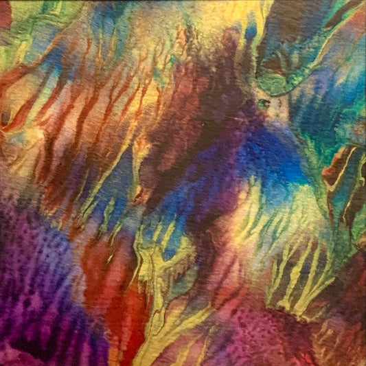 Available. Original acrylic ink painting, 5x5 inches by Ottawa-based artist Mireille Laroche. Comes with an 12 by 12 black frame and white mat.