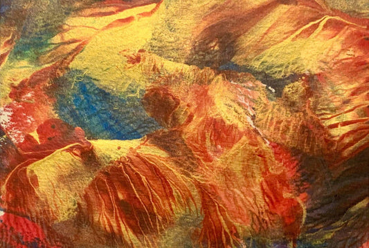 Thanksgiving. Original acrylic ink painting on paper. 5 by 7 inch - Comes in an 8 by 10 black frame with mat - by Ottawa-based artist Mireille Laroche. Free Shipping.